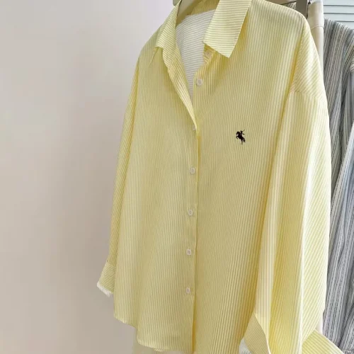 Women's Striped Knight Print Front Button-Up Casual Long Sleeve Shirt