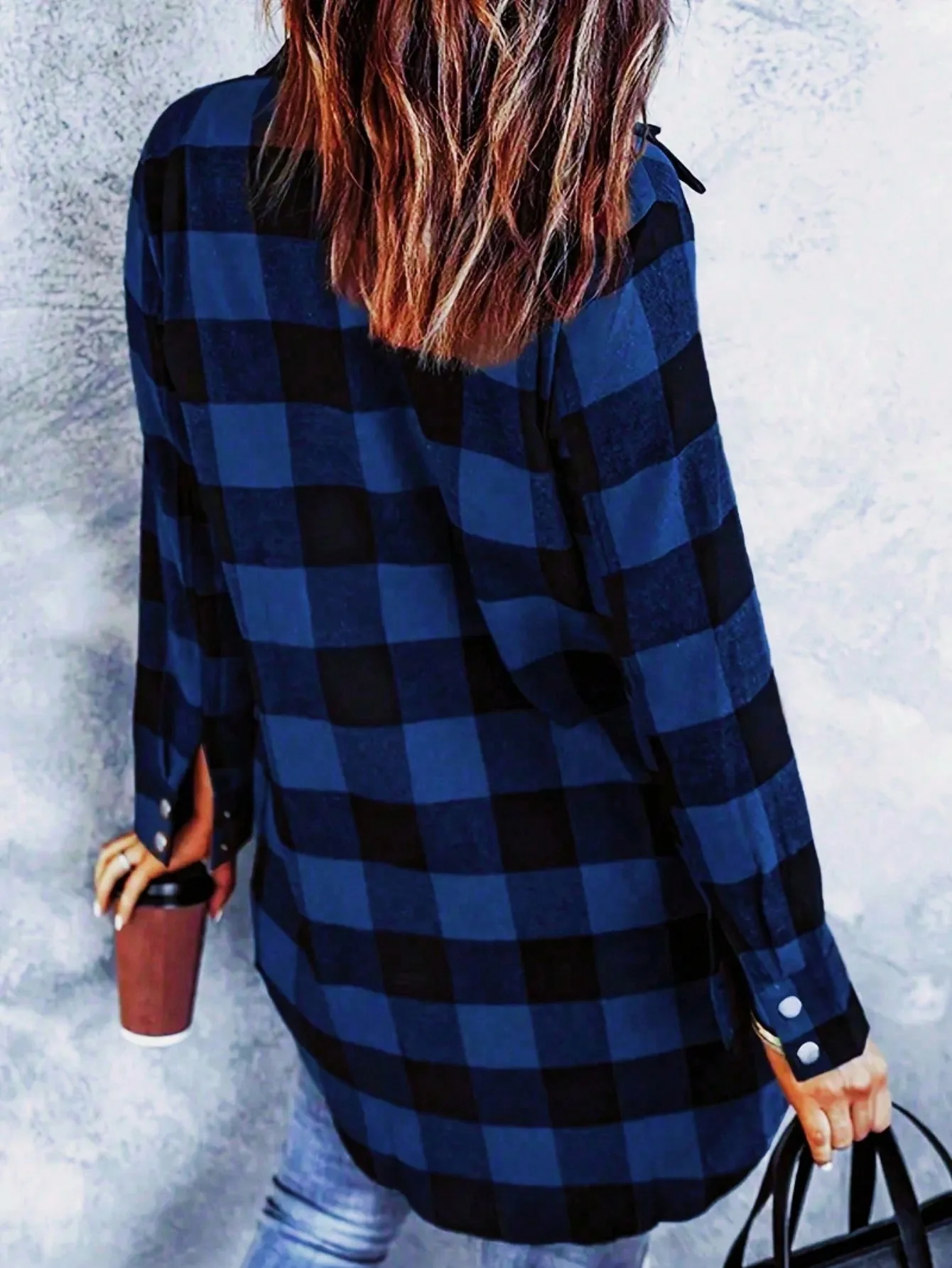 Flannel For Women 2024 Fall Fashion Long Sleeve Plaid Button Down Shirts Shacket Blouse Top With Pockets - Image 4